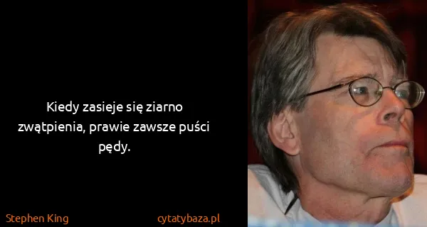 Stephen King: Kiedy zasieje się ziarno zwątpienia, prawie zawsze puści...