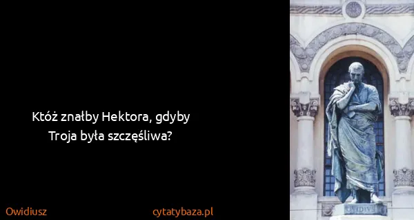 Owidiusz: Któż znałby Hektora, gdyby Troja była szczęśliwa?