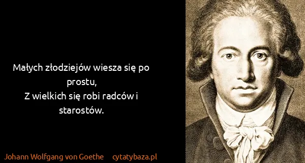 Johann Wolfgang von Goethe: Małych złodziejów wiesza się po prostu,
Z wielkich się...