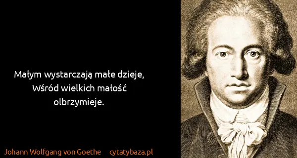Johann Wolfgang von Goethe: Małym wystarczają małe dzieje,
Wśród wielkich małość...