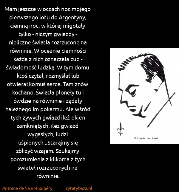 Antoine de Saint-Exupéry: Mam jeszcze w oczach noc mojego pierwszego lotu do...