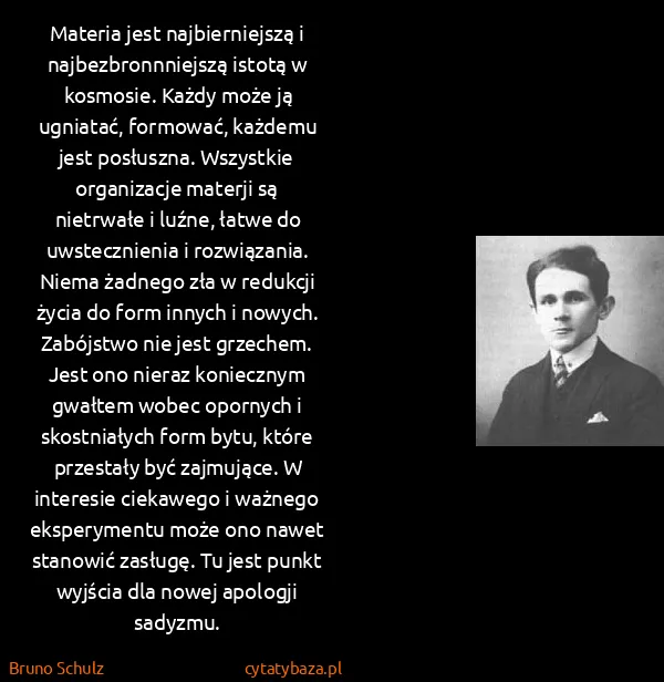 Bruno Schulz: Materia jest najbierniejszą i najbezbronnniejszą istotą...