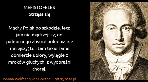 Johann Wolfgang von Goethe: MEFISTOFELES
otrząsa się

Mądry Polak po szkodzie, lecz...