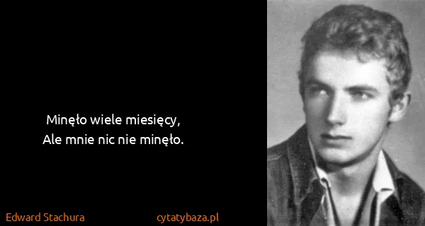 Edward Stachura: Minęło wiele miesięcy,
Ale mnie nic nie minęło.