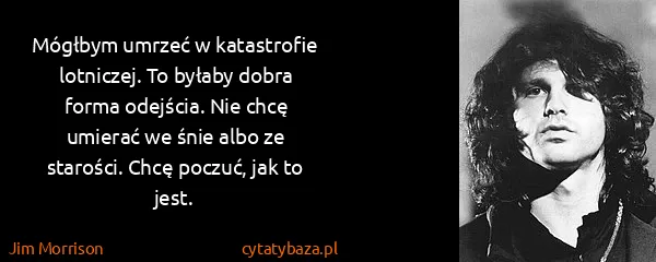 Jim Morrison: Mógłbym umrzeć w katastrofie lotniczej. To byłaby dobra...