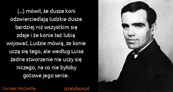 Cormac McCarthy: (...) mówił, że dusze koni odzwierciedlają ludzkie dusze...