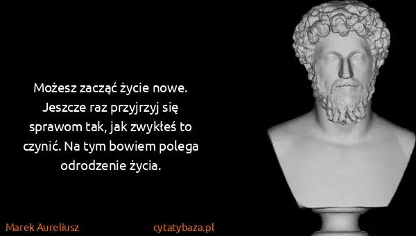 Marek Aureliusz: Możesz zacząć życie nowe. Jeszcze raz przyjrzyj się...