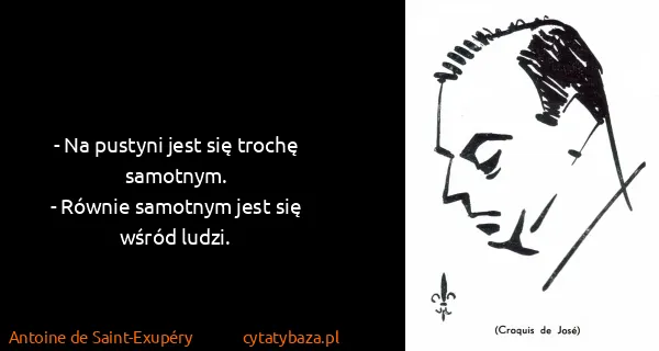 Antoine de Saint-Exupéry: - Na pustyni jest się trochę samotnym. 
- Równie...