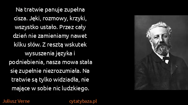 Juliusz Verne: Na tratwie panuje zupełna cisza. Jęki, rozmowy, krzyki,...