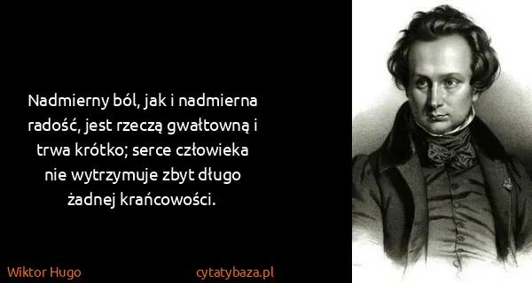 Wiktor Hugo: Nadmierny ból, jak i nadmierna radość, jest rzeczą...