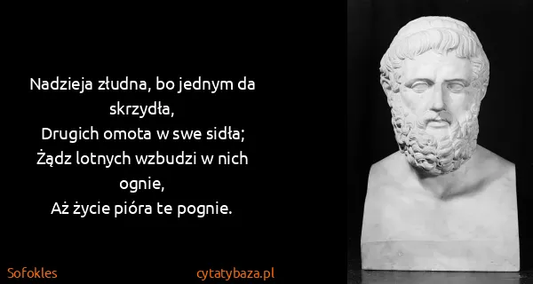 Sofokles: Nadzieja złudna, bo jednym da skrzydła,
Drugich omota w...