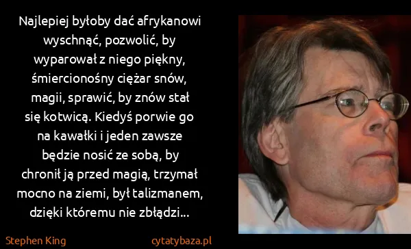 Stephen King: Najlepiej byłoby dać afrykanowi wyschnąć, pozwolić, by...