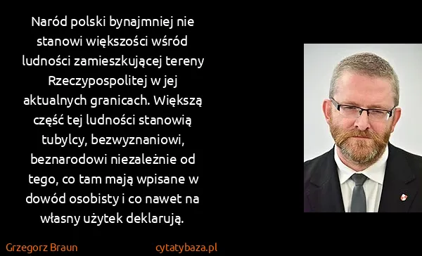 Grzegorz Braun: Naród polski bynajmniej nie stanowi większości wśród...
