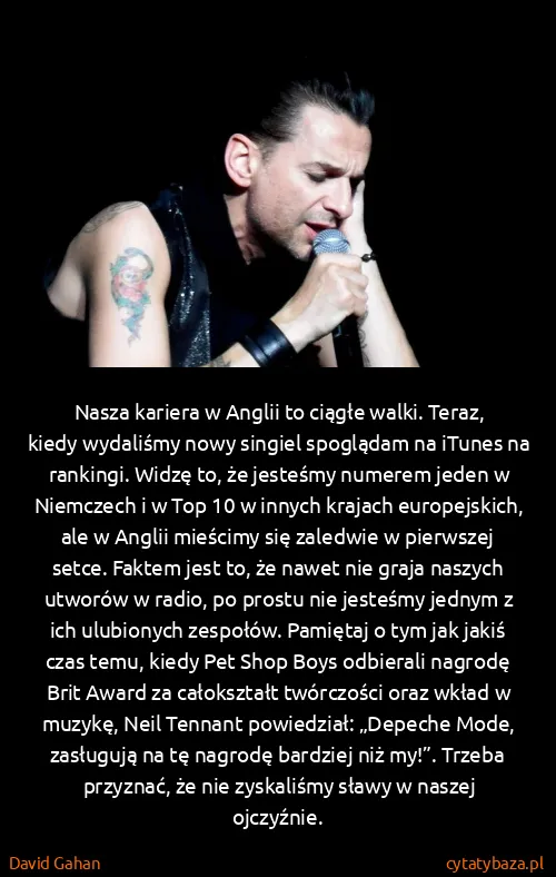 David Gahan: Nasza kariera w Anglii to ciągłe walki. Teraz, kiedy...