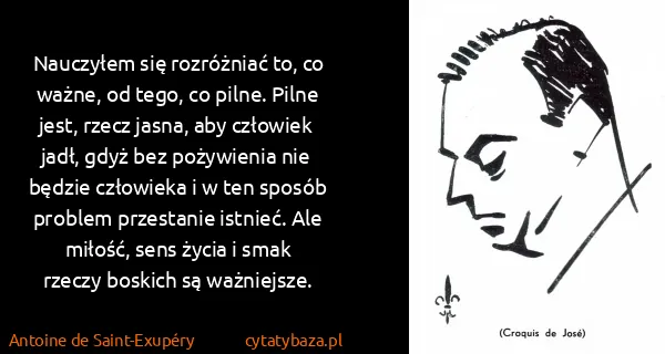 Antoine de Saint-Exupéry: Nauczyłem się rozróżniać to, co ważne, od tego, co...