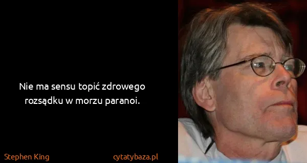 Stephen King: Nie ma sensu topić zdrowego rozsądku w morzu paranoi.