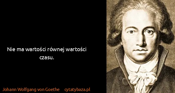 Johann Wolfgang von Goethe: Nie ma wartości równej wartości czasu.