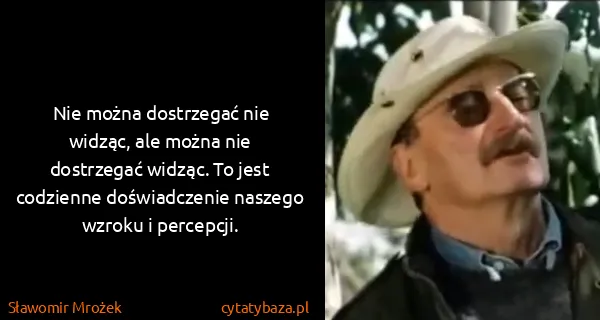 Sławomir Mrożek: Nie można dostrzegać nie widząc, ale można nie...