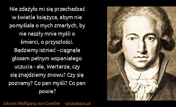 Johann Wolfgang von Goethe: Nie zdażyło mi się przechadzać w świetle księżyca, abym...