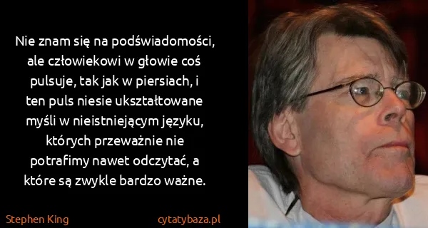 Stephen King: Nie znam się na podświadomości, ale człowiekowi w głowie...