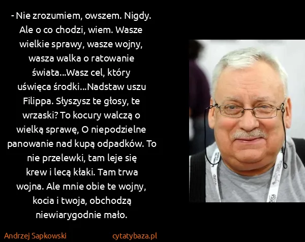 Andrzej Sapkowski: - Nie zrozumiem, owszem. Nigdy. Ale o co chodzi, wiem....