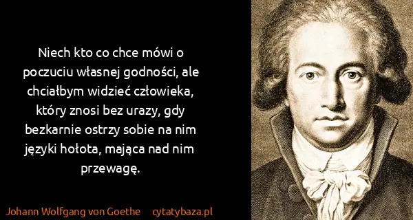 Johann Wolfgang von Goethe: Niech kto co chce mówi o poczuciu własnej godności, ale...