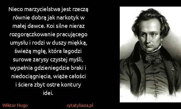 Wiktor Hugo: Nieco marzycielstwa jest rzeczą równie dobrą jak...