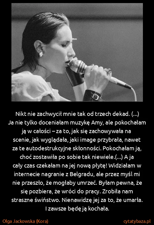 Olga Jackowska (Kora): Nikt nie zachwycił mnie tak od trzech dekad. (...) Ja...