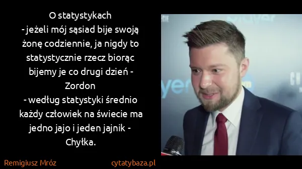 Remigiusz Mróz: O statystykach 
- jeżeli mój sąsiad bije swoją żonę...