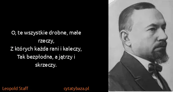 Leopold Staff: O, te wszystkie drobne, małe rzeczy,
Z których każda...