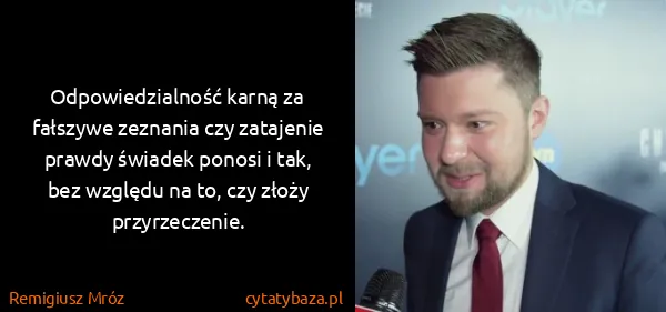 Remigiusz Mróz: Odpowiedzialność karną za fałszywe zeznania czy...