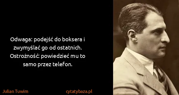 Julian Tuwim: Odwaga: podejść do boksera i zwymyślać go od ostatnich....