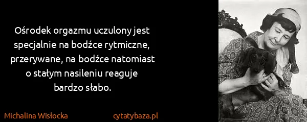 Michalina Wisłocka: Ośrodek orgazmu uczulony jest specjalnie na bodźce...