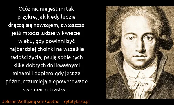 Johann Wolfgang von Goethe: Otóż nic nie jest mi tak przykre, jak kiedy ludzie...