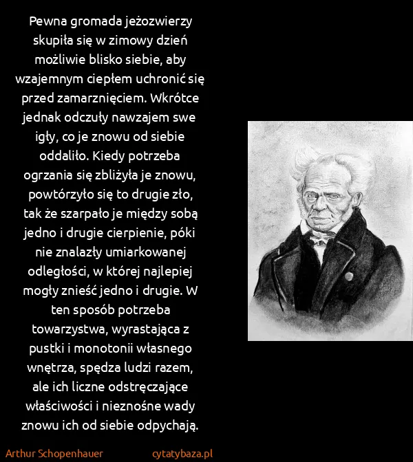 Arthur Schopenhauer: Pewna gromada jeżozwierzy skupiła się w zimowy dzień...
