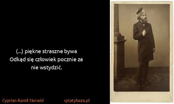 Cyprian Kamil Norwid: (...) piękne straszne bywa
Odkąd się człowiek pocznie za...