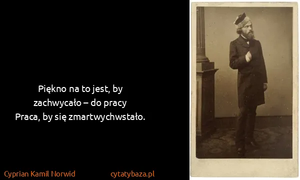 Cyprian Kamil Norwid: Piękno na to jest, by zachwycało – do pracy
Praca, by...