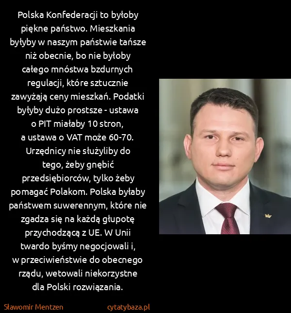 Sławomir Mentzen: Polska Konfederacji to byłoby piękne państwo. Mieszkania...