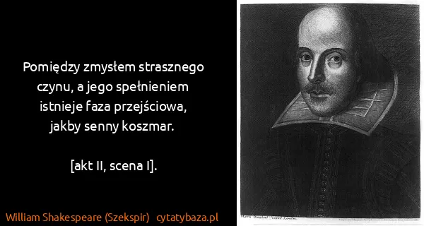 William Shakespeare (Szekspir): Pomiędzy zmysłem strasznego czynu, a jego spełnieniem...