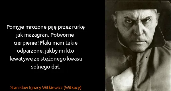 Stanisław Ignacy Witkiewicz (Witkacy): Pomyje mrożone piję przez rurkę jak mazagran. Potworne...