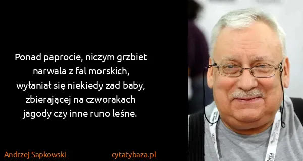 Andrzej Sapkowski: Ponad paprocie, niczym grzbiet narwala z fal morskich,...