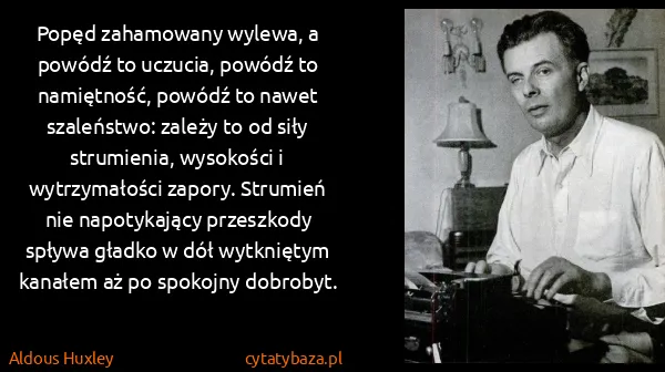 Aldous Huxley: Popęd zahamowany wylewa, a powódź to uczucia, powódź to...