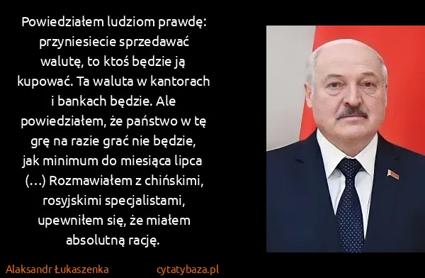 Alaksandr Łukaszenka: Powiedziałem ludziom prawdę: przyniesiecie sprzedawać...