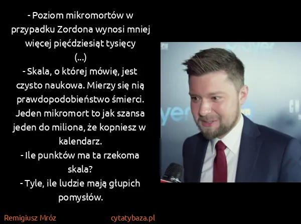 Remigiusz Mróz: - Poziom mikromortów w przypadku Zordona wynosi mniej...
