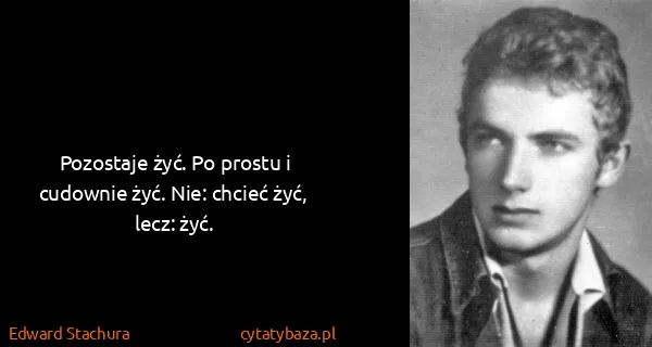 Edward Stachura: Pozostaje żyć. Po prostu i cudownie żyć. Nie: chcieć...