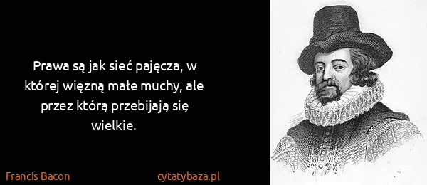 Francis Bacon: Prawa są jak sieć pajęcza, w której więzną małe muchy,...