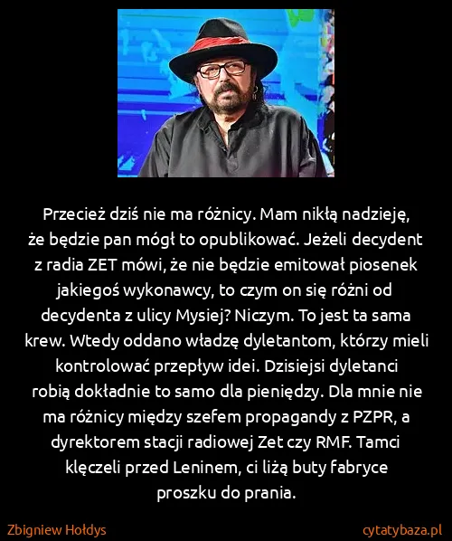 Zbigniew Hołdys: Przecież dziś nie ma różnicy. Mam nikłą nadzieję, że...