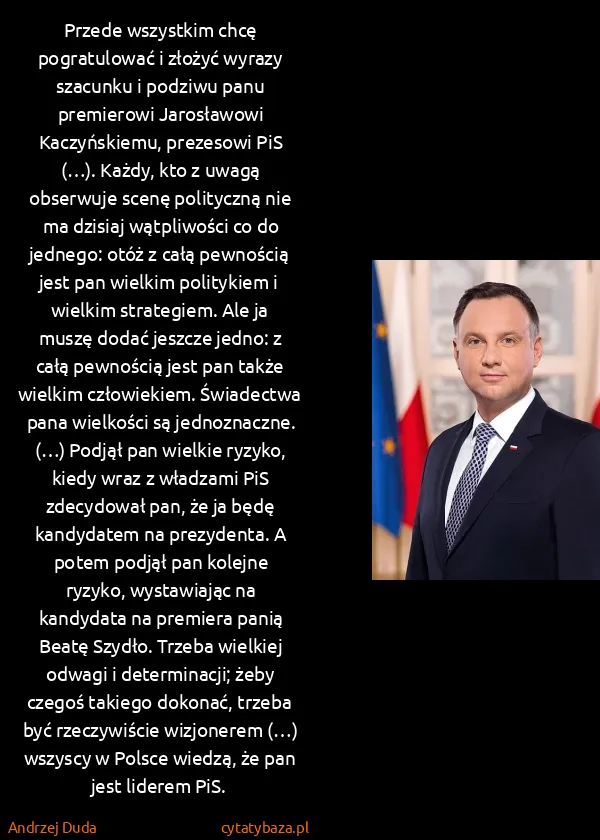 Andrzej Duda: Przede wszystkim chcę pogratulować i złożyć wyrazy...