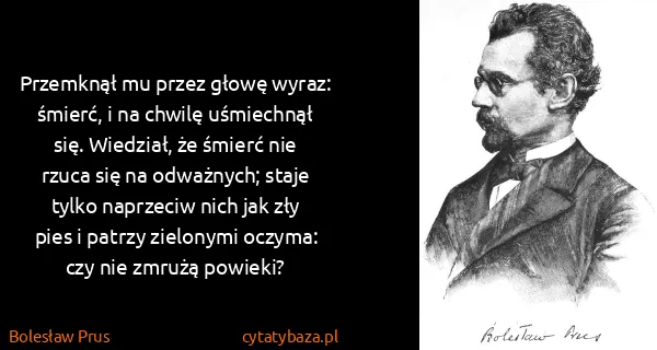 Bolesław Prus: Przemknął mu przez głowę wyraz: śmierć, i na chwilę...