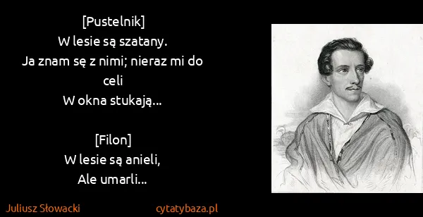 Juliusz Słowacki: [Pustelnik]
W lesie są szatany.
Ja znam sę z nimi;...